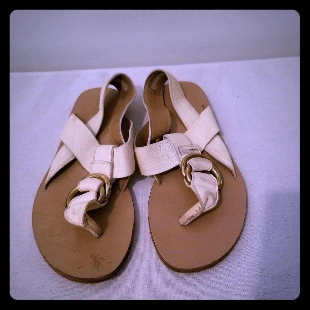 ~ CHLOE off white BOHO Leather Sandals 38.5 ~